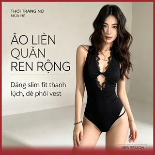 Áo Liền Quần Suspender Ren Rỗng Nữ | Jumpsuit Dáng Slim Fit Ôm Body Quyến Rũ Mỏng Mảnh Mặc Mùa Hè