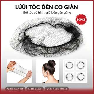 Lưới Búi Tóc Tàng Hình Màu Đen Co Giãn | Lưới Tóc Combo 30cm/50cm/60cm Phụ Kiện Tóc Cho Tiếp Viên/Y Tá