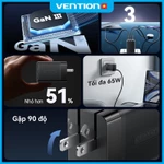 Vention Củ sạc nhanh GaN 65W -  3 cổng (2 USB-C + 1 USB-A) hỗ trợ PD 3.0, QC 4.0, PPS -  Sạc Nhanh Laptop/phone 17/16/15/14/13/12/11/Pad - Hàng Chính Hãng — ảnh 2