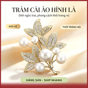 Trâm Cài Áo Hình Lá Đính Ngọc Trai Nhân Tạo | Ghim Cài Áo Vest Nữ Sang Trọng Phụ Kiện Thời Trang Cao Cấp