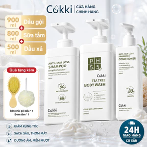 【CHÍNH HÃNG】 Dầu Gội Cokki 900ml – Với Keratin, Vitamin B & Niacinamide | Không Silicone, Dịu Nhẹ Cho Da Đầu Nhạy Cảm | Phù Hợp Với Tóc Hư Tổn | Có Quà Tặng