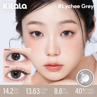 [ Combo ] Kính áp tròng màu Kilala + 60ml Nước ngâm lens Nâu Đen White Peach Brown/Pearly Grey lens cận 6 tháng DIA 14.2mm có độ (0-7) [Giá 2 chiếc lens ]