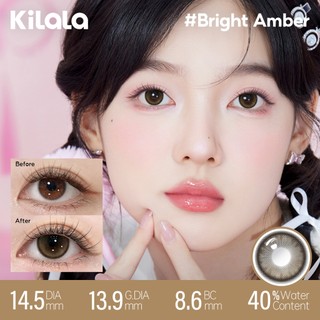 [ Combo ] Kính áp tròng màu Kilala + 60ml Nước ngâm lens Nâu Đen White Peach Brown/Pearly Grey lens cận 6 tháng DIA 14.2mm có độ (0-7) [Giá 2 chiếc lens ]