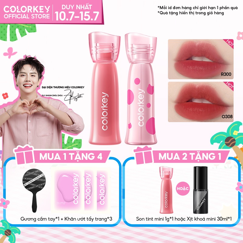 [MUA 2 TẶNG 1] Son COLORKEY Watery Tint, Lì Mịn Nhẹ Môi, Không Dính, Lâu Trôi, Dưỡng Ẩm  2.5g