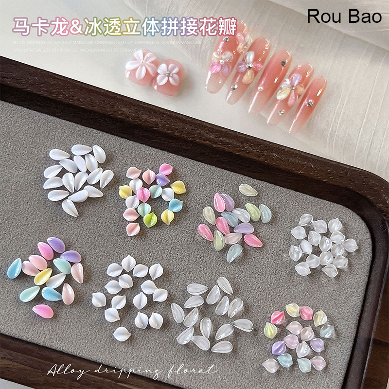 Rou Bao 100 Chiếc Móng Tay Băng Qua Cánh Hoa Trắng DIY Móng Tay Nghệ Thuật Quyến Rũ Trang Trí