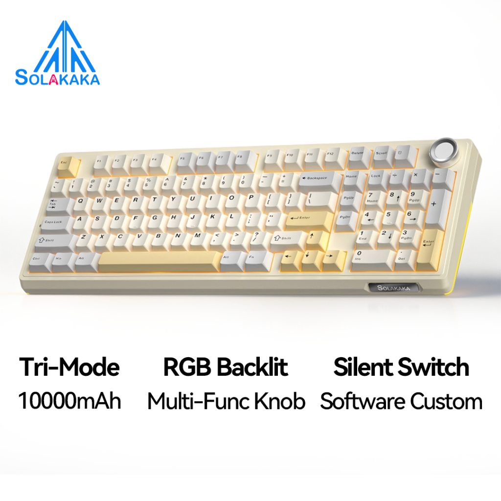 Bàn phím cơ SOLAKA Ki99 PRO 99 phím Tri-mode Hot Swap RGB có núm Bàn phím tùy chỉnh