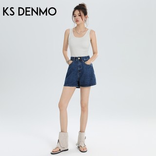 Quần ống rộng chữ A nữ denim màu xanh đậm, cạp cao, xu hướng mới cho mùa hè 2026.