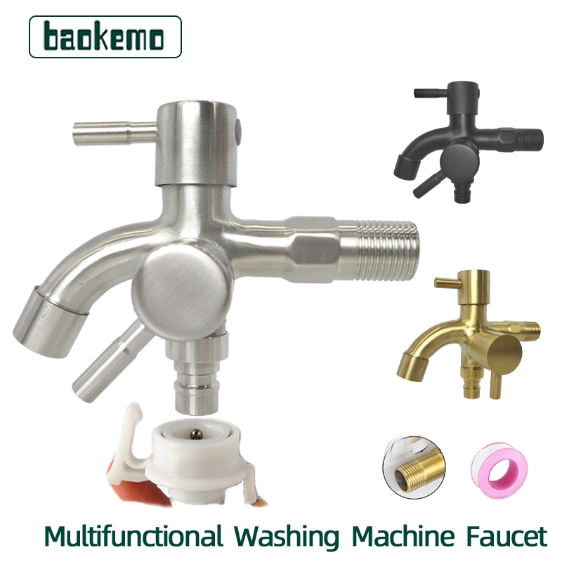 baokemo Vòi Nước Hai Đầu Bằng Thép Không Gỉ 304 Màu Đen
