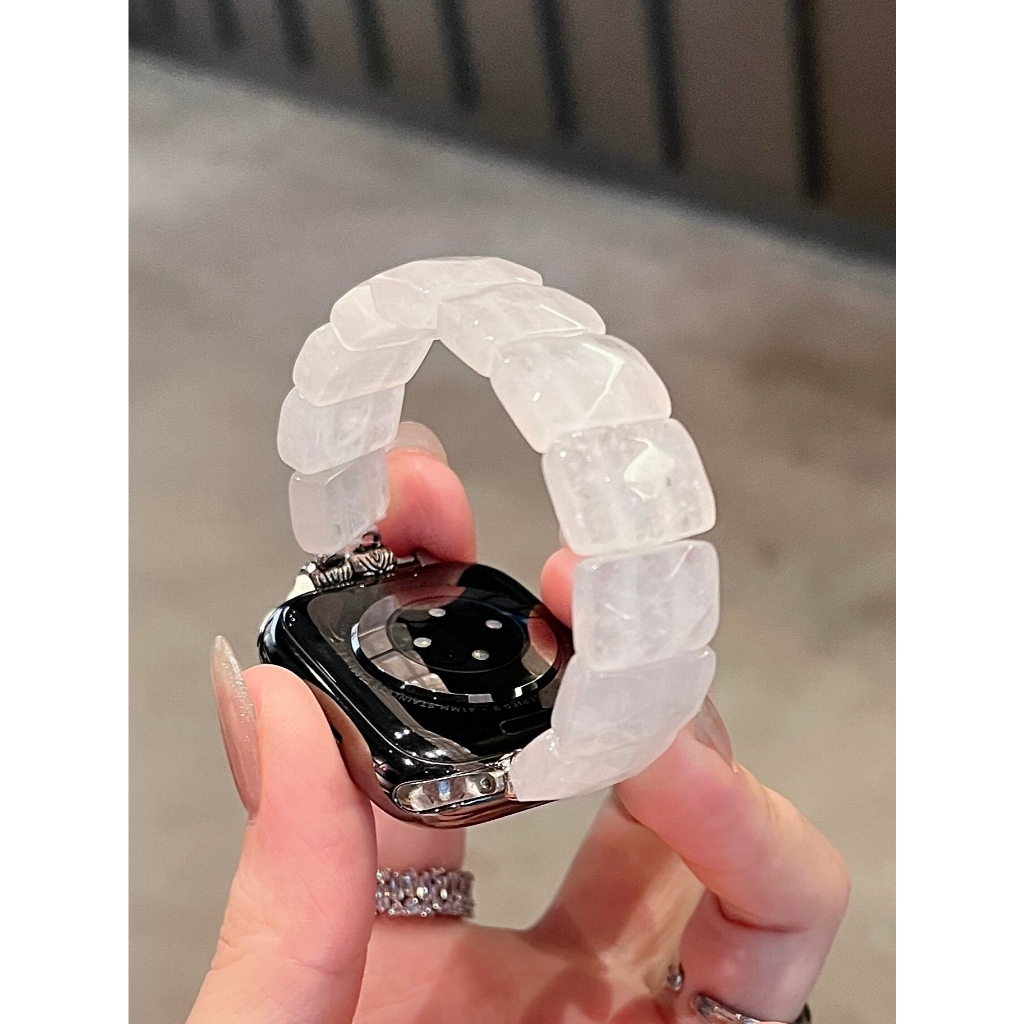 Phụ kiện đàn hồi pha lê màu hồng hạt lớn dành cho nữ cho Apple Watch S11 SE3 Ultra3 S10 S9 S8 SE S7 S6 Ultra 49mm 46mm 42mm 44mm 41mm 45mm Iwatch Band