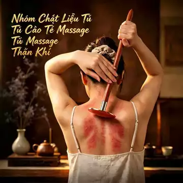 Dụng Cụ Cạo Gió Nhôm Nguyên Chất Tay Cầm Gỗ Dài Tự Cạo Lưng Vai Gáy Toàn Thân Massage Dưỡng Sinh Spa Gia Đình
