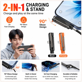 Giá đỡ sạc nhanh 240W 2in1 USB C sang Type C 90° Bộ chuyển đổi cáp dữ liệu trò chơi cổng khuỷu tay Bộ chuyển đổi dây có thể tháo rời