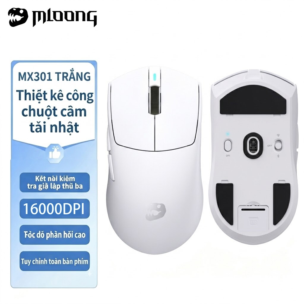 [Còn hàng] Chuột chơi game chuyên nghiệp Mloong 301 Chuột thể thao điện tử ba chế độ Nhẹ 16000 DPI Thiết kế tiện dụng Trải nghiệm chơi game tốt nhất