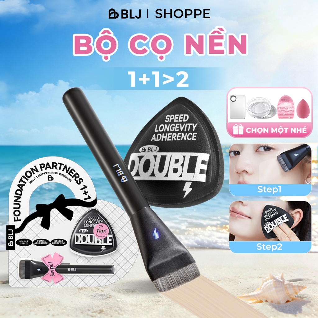 Bộ cọ trang điểm BLJ 1+1 Cọ Tán Kem Nền & mút tán kem nền Nền Nhanh Chóng | Căng Mướt Mịn | Bền Lâu