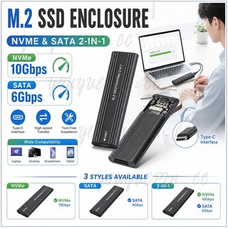 Ốp lưng SSD 10Gbps M2 NVME SATA Giao thức kép M.2 sang USB Type-C SSD Enclosure Adapter sang NVMe SATA Hộp đĩa cứng gắn ngoài