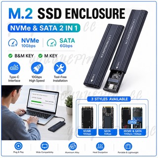 Ốp lưng SSD 10Gbps M2 NVME SATA Giao thức kép M.2 sang USB Type-C SSD Enclosure Adapter sang NVMe SATA Hộp đĩa cứng gắn ngoài