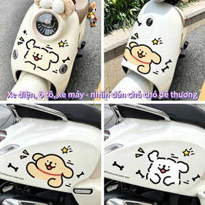 2 miếng dán chó con dễ thương, dán ô tô/ dán xe điện/Decal xe máy, phụ kiện trang trí xe máy，tem dán xe điện，phụ kiện xe điện