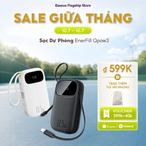 【CCC Certified】Baseus QPow3 Pin Dự Phòng Sạc Nhanh 22.5W – Màn Hình Kỹ Thuật Số, Cáp Kép, Nhỏ Gọn, CCC