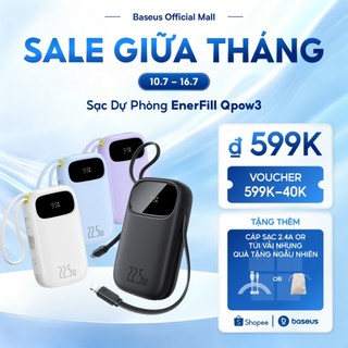 【CCC Certified】Sạc Dự Phòng EnerFill Qpow3 Baseus Pin Dự Phòng Sạc Nhanh Màn Hình Kỹ Thuật Số  Cáp Kép, Kích Thước Nhỏ, Có Chứng Nhận CCC