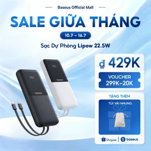 Sạc Dự Phòng Baseus Lipow 20000mAh – Cáp Kép, Màn Hình Kỹ Thuật Số, Công Suất 22.5W
