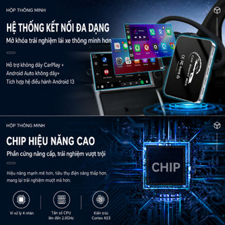 8 + 64GB Android Ai Box Carplay Apple không dây Android 13  Bộ chuyển đổi CarPlay có dây sang không dây