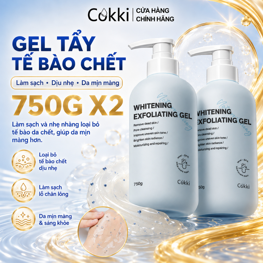 【COMBO 2 CHAI】Gel Tẩy Tế Bào Chết 3 Trong 1 Cho Da Nhạy Cảm – Làm Sạch Sâu Lỗ Chân Lông, Giảm Mụn Ẩn & Dưỡng Ẩm – Công Thức Dịu Nhẹ, An Toàn Cho Mọi Loại Da – Dùng Được Cho Mặt & Body