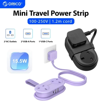 Dải nguồn du lịch ORICO 15.5W với 2 cổng USB Ổ cắm phẳng Không bảo vệ chống sét cho tàu du lịch (AP3)