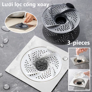 Bẫy tóc 3 mảnh cho cống sàn, lọc thoát nước phòng tắm, bồn tắm, giặt gia đình
