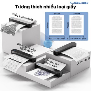 Máy in hình xăm FlashLabel C80S Máy In Nhiệt a4 Mini, Máy in di động khổ A4, Độ phân giải in 203dpi