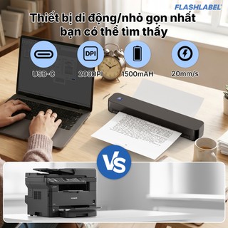 Máy in hình xăm FlashLabel C80S Máy In Nhiệt a4 Mini, Máy in di động khổ A4, Độ phân giải in 203dpi