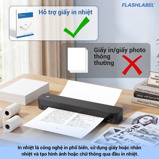 Máy in hình xăm FlashLabel C80S Máy In Nhiệt a4 Mini, Máy in di động khổ A4, Độ phân giải in 203dpi