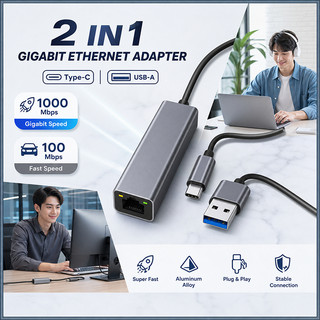 Bộ chuyển đổi Ethernet 1000Mbps Type C sang RJ45 Card mạng Android USB C Lan Cáp Internet