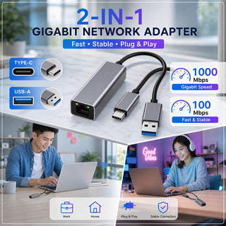 Bộ chuyển đổi Ethernet 1000Mbps Type C sang RJ45 Card mạng Android USB C Lan Cáp Internet