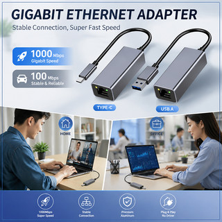Bộ chuyển đổi Ethernet 1000Mbps Type C sang RJ45 Card mạng Android USB C Lan Cáp Internet