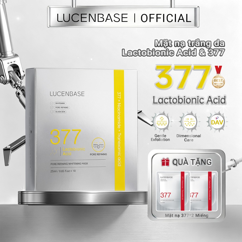 Mặt Nạ LUCENBASE 377 – Lactobionic Acid Facial Mask | 10 miếng / hộp (25ml / miếng)