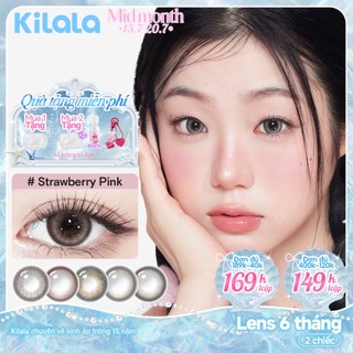Kính áp tròng Kilala màu đen Strawberry Pink/Wind Yay Brown/ Wild Fruit Brown lens cận 6 tháng DIA 14.2mm có độ (0-7) 1 cặp.