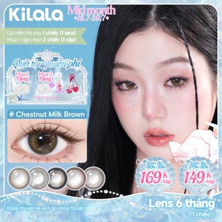 Kính áp tròng màu Kilala - Nâu Chestnut Milk Brown/ Xám Lychee Grey/ Xanh Pandora Blue lens cận 6 tháng DIA 14.2mm có độ (0-7)  Ocean Pearl Collection[Giá 1 chiếc lens ]