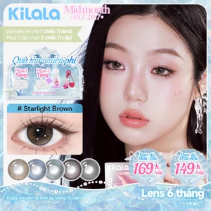 Kính áp tròng Kilala màu nâu Starlight Brown/ màu xanh Icy Blue DIA 14.2mm lens cận 6 tháng có độ 0-7 [Giá 1 chiếc lens ]