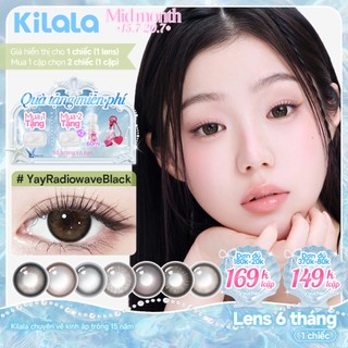 [ 1 chiếc lens ] Kính áp tròng Kilala màu nâu Yay Radiowave Black/Wild Fruit Brown/Sakura Pink lens cận 6 tháng DIA 14.2-14.5mm có độ (0-7)