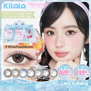Kính áp tròng màu Kilala - Nâu Đen White Peach Brown/Pearly Grey lens cận 6 tháng DIA 14.2mm có độ (0-7)  Ocean Pearl Collection[Giá 1 chiếc lens ]