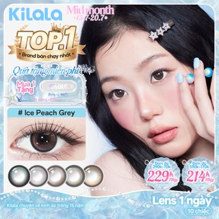 10 chiếc Kính áp tròng Kilala lens 1 ngày màu xám Ice Peach Grey / Ice Oolong Brown/Raw Coconut Grey  DIA 14.5mm 14.2mm 14.0 mmcó độ (0-8)