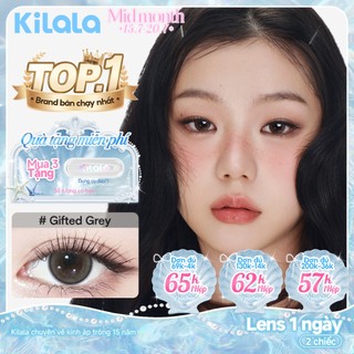 Kính áp tròng Kilala màu xám Gifted Grey và màu nâu Gifted Brown DIA 14.0mm lens cận 1 ngày có độ (0-8) 2 chiếc