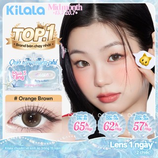 Kính áp tròng Kilala màu nâu Orange Brown DIA 14.2mm và màu xám Felinae Grey DIA 14.5mm lens cận 1 ngày có độ (0-8) 2 chiếc