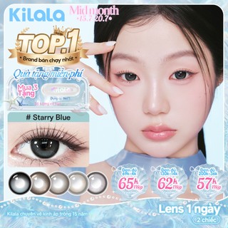 Kính áp tròng Kilala lens 1 ngày màu xám  DIA 14.0mm 14.2mm 14.5mm và màu xám Twinkle Brown，Ice Peach Grey，OatMilk Grey，Starry Blue lens cận 1 ngày có độ (0-7) 2 chiếc