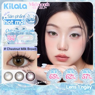 Kính áp tròng Kilala lens 1 ngày màu xám  DIA 14.5mmChestnut Milk Brown/OatMilk Grey lens cận có độ ( 0-7 ) [ 2 chiếc ]