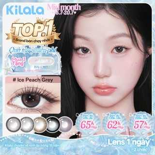 Kính áp tròng Kilala lens 1 ngày màu xám  DIA 14.0mm 14.2mm 14.5mm Ice Peach Grey,Chestnut Milk Brown,Amber Rose​,Starry Blue và màu xám  lens cận  có độ (0-7) 2 chiếc