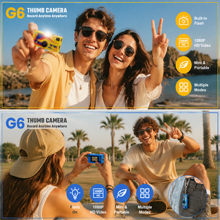 G6 Mini Retro Thumb Keychain Camera 1080P HD 0,96 'Inch Máy quay ảnh kỹ thuật số Hỗ trợ thẻ TF Máy ghi video với đèn pin