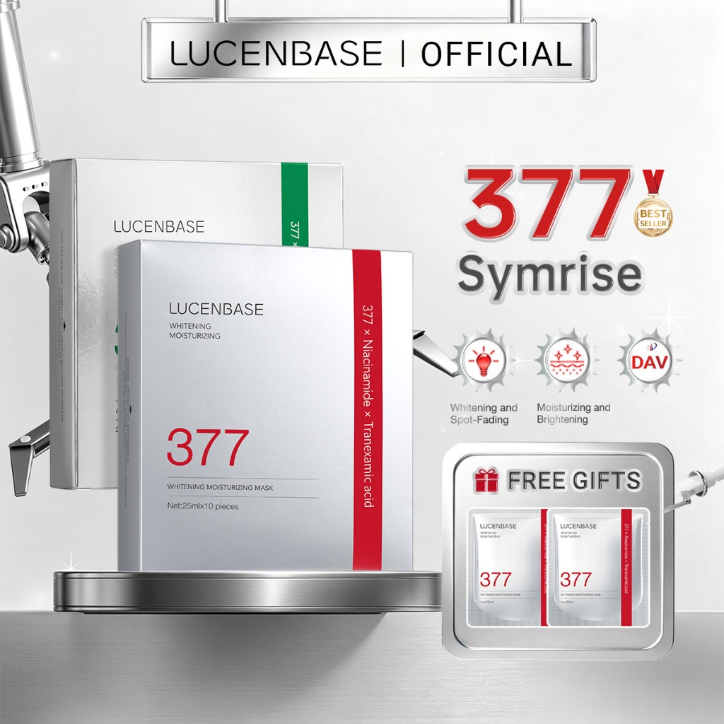 [1 hộp 10 miếng] Mặt nạ chăm sóc da làm sáng da LUCENBASE 377 Nuôi dưỡng và dưỡng ẩm 25ml / miếng