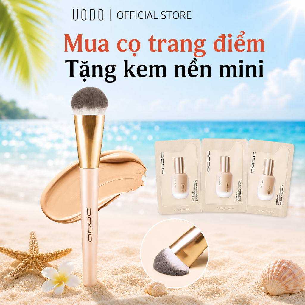Bàn chải nền UODO Lông mềm Bàn chải trang điểm không thấm nước