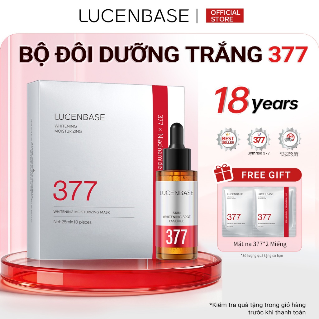 Bộ đôi LUCENBASE 377 Radiance | 1 Tinh chất 30ml + 10 chiếc Mặt nạ làm sáng da | Hydrat hóa & Clarity Intense (MIỄN PHÍ 2 chiếc Mặt nạ)