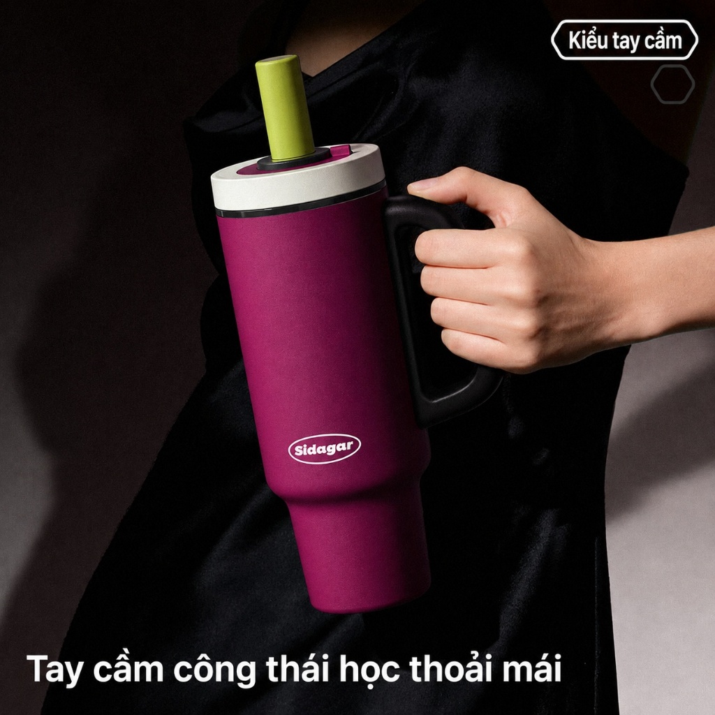 Sidagar 1100ML Đồ gốm bên trong Nắp có thể mở bằng một tay Xử lý thiết kế, thuận tiện để thực hiện khi đi ra ngoài | BigBuy360 - bigbuy360.vn
